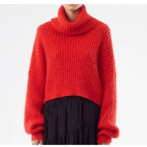 3.1 Phillip Lim Cropped Red Turtleneck Sweater
